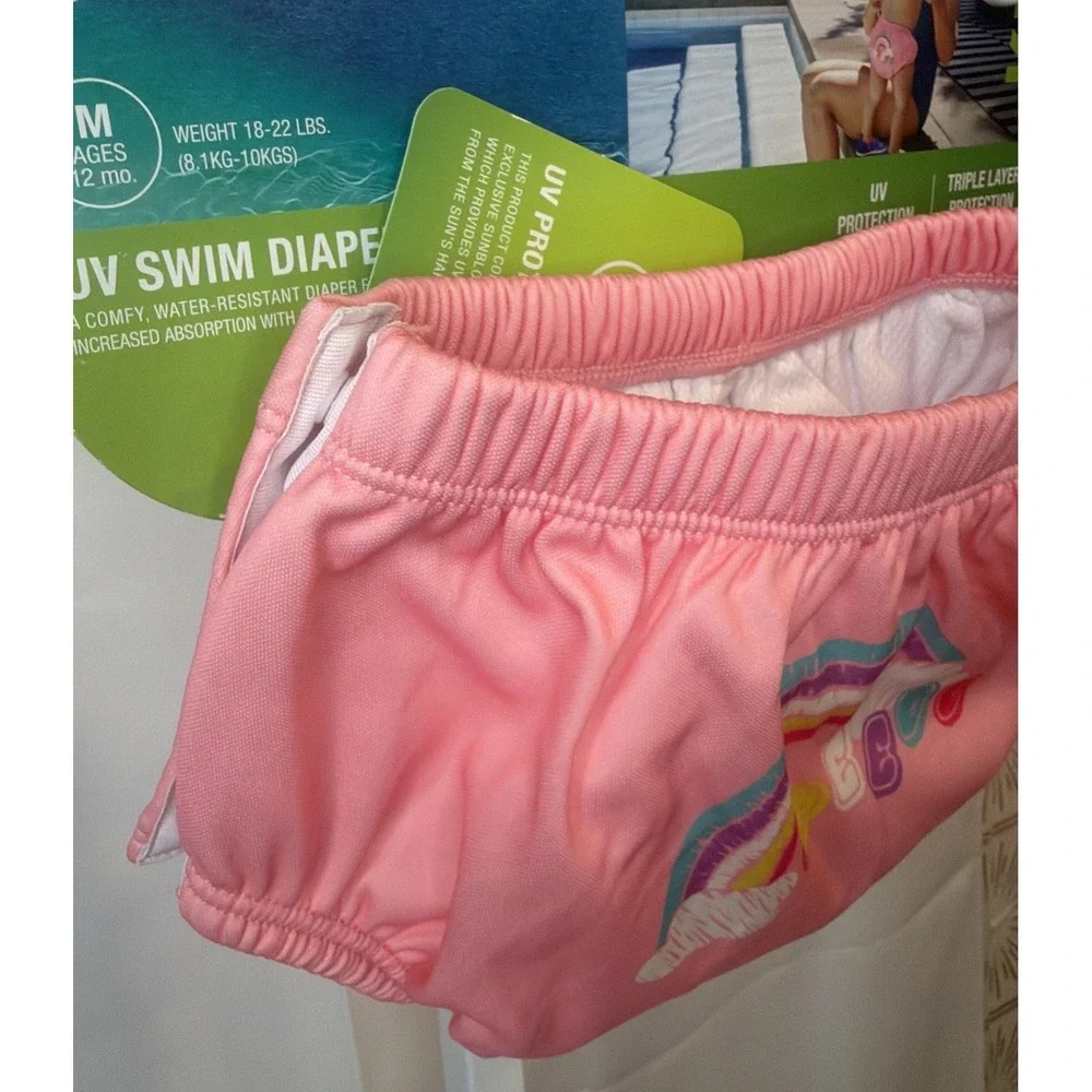Speedo UV Swim Diaper with Snaps Pink Triple Layer Protection Size M (18-22lbs)